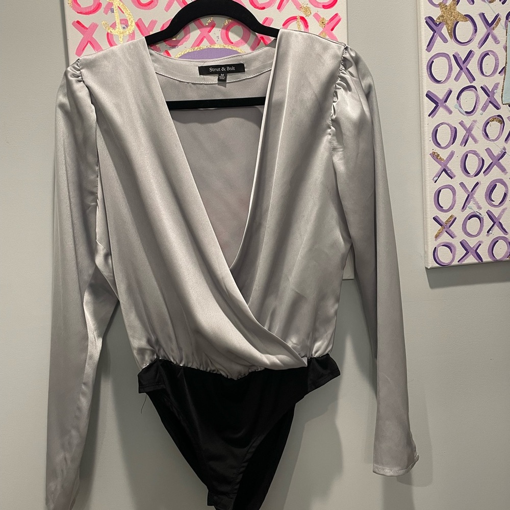 Shiny Silver Body Suit